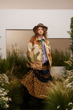 Splicing retro loose camouflage jacket