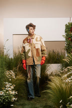 Splicing retro loose camouflage jacket