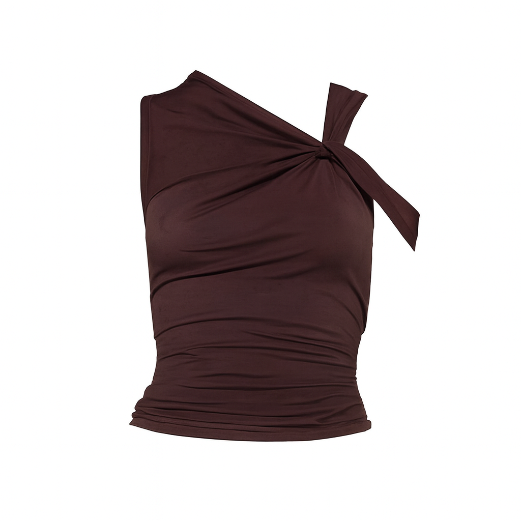 Pleated design slim fit vest top