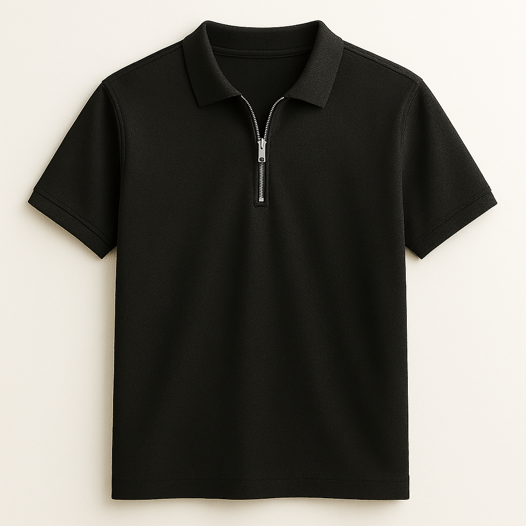 Black Polo Collar Men's T-shirt